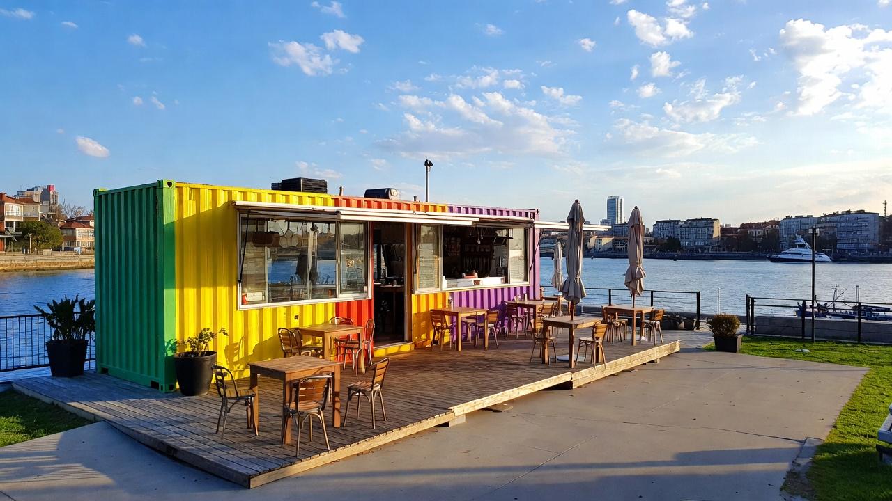 Уличное кафе из контейнеров
